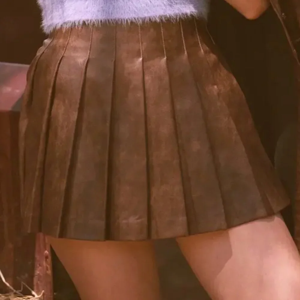 Espresso Leather Mini Skirt - NSB2124 - Picture 2 of 3